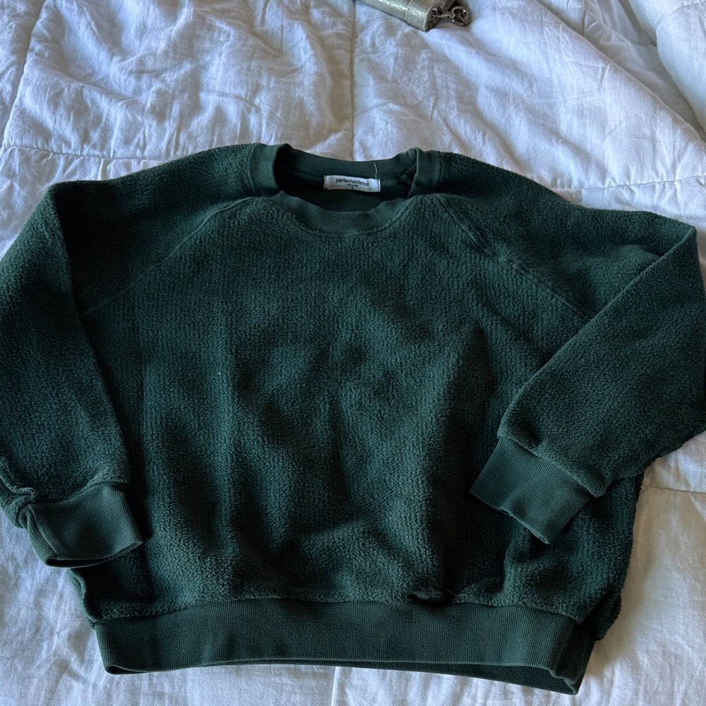 perfectwhitetee Dark Green Fleece Crewneck Sweatshirt
